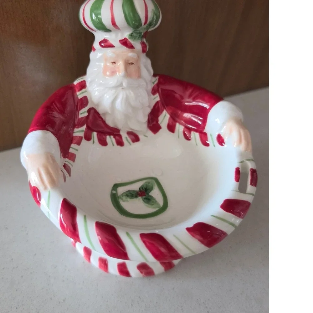 Spode Christmas Tree Peppermint Santa Bowl Ceramic Holiday Dip Dish